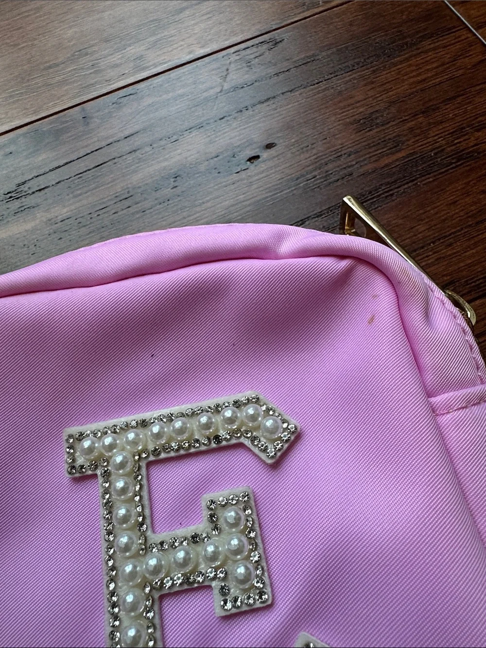 Kids Pink Sequin Backpack with 'E' Initial Accent